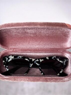 Miu Miu Black and White Tortoiseshell Cat-Eye Sunglasses
